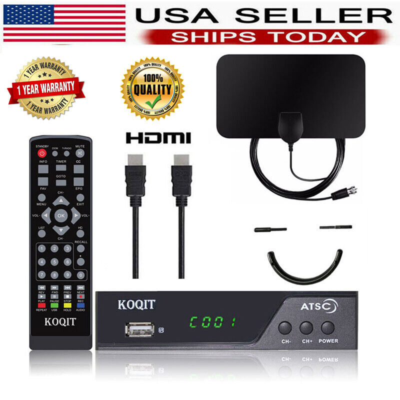 HDTV Atsc Digital Converter Box Indoor antenna tv digital Clear 1080P Receiver