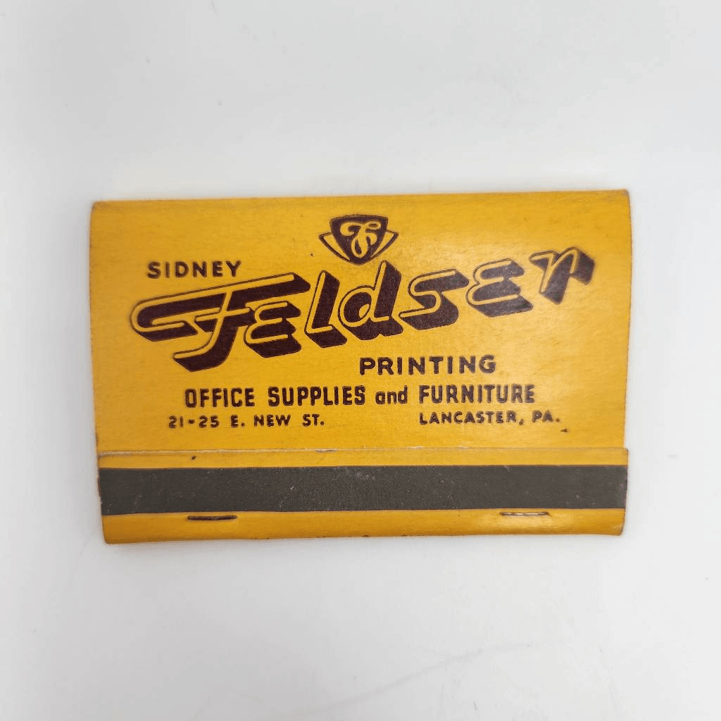 Vintage Matchbook Sidney Feldser Printing Lancaster Pennsylvania Office Supplies