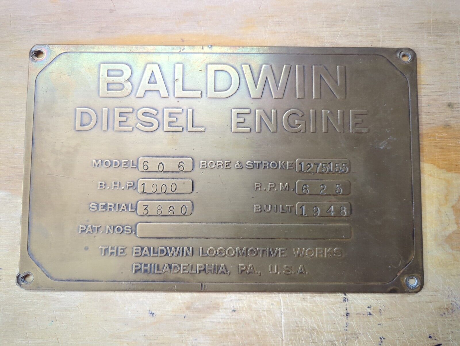 BALDWIN BLW DT66-2000 SN 3860 Builders Plate Elgin Joliet and Eastern EJ&E 118