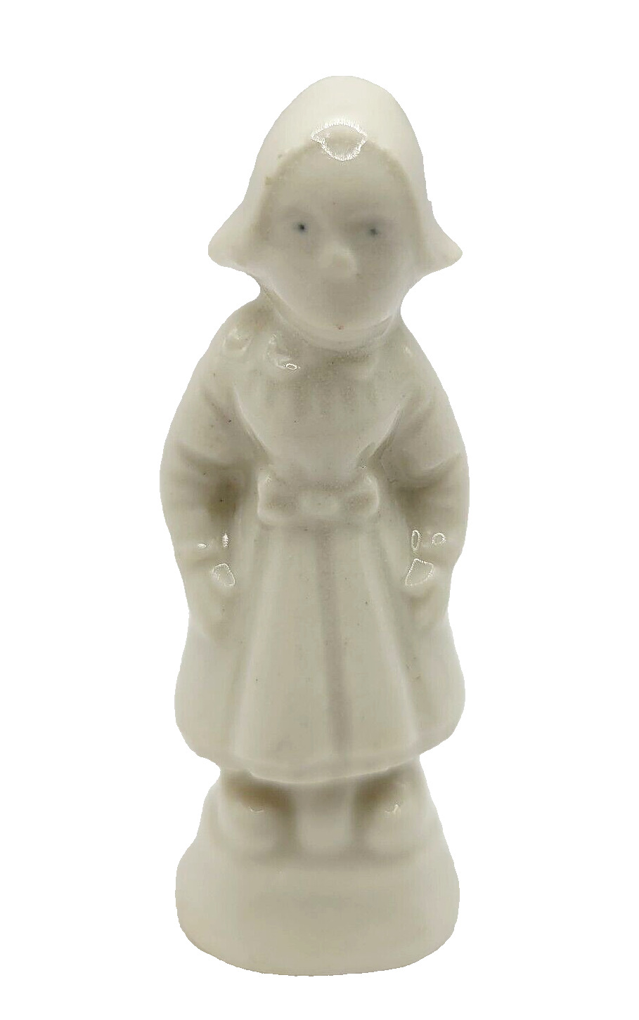 Early 1900s Dutch Girl Miniature White Glazed Porcelain Figurine 
