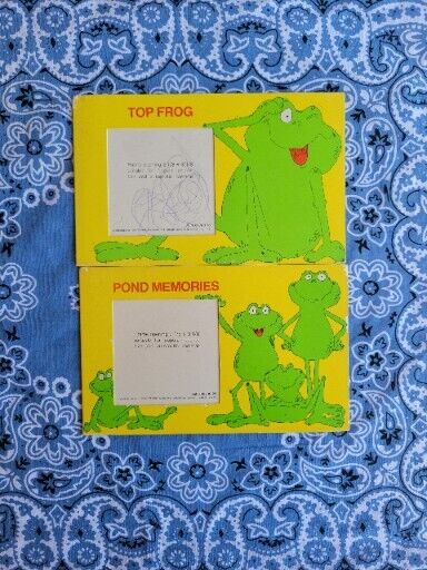 *Lot of 2* VTG 1970s Cardboard frog picture frames top frog pond memories