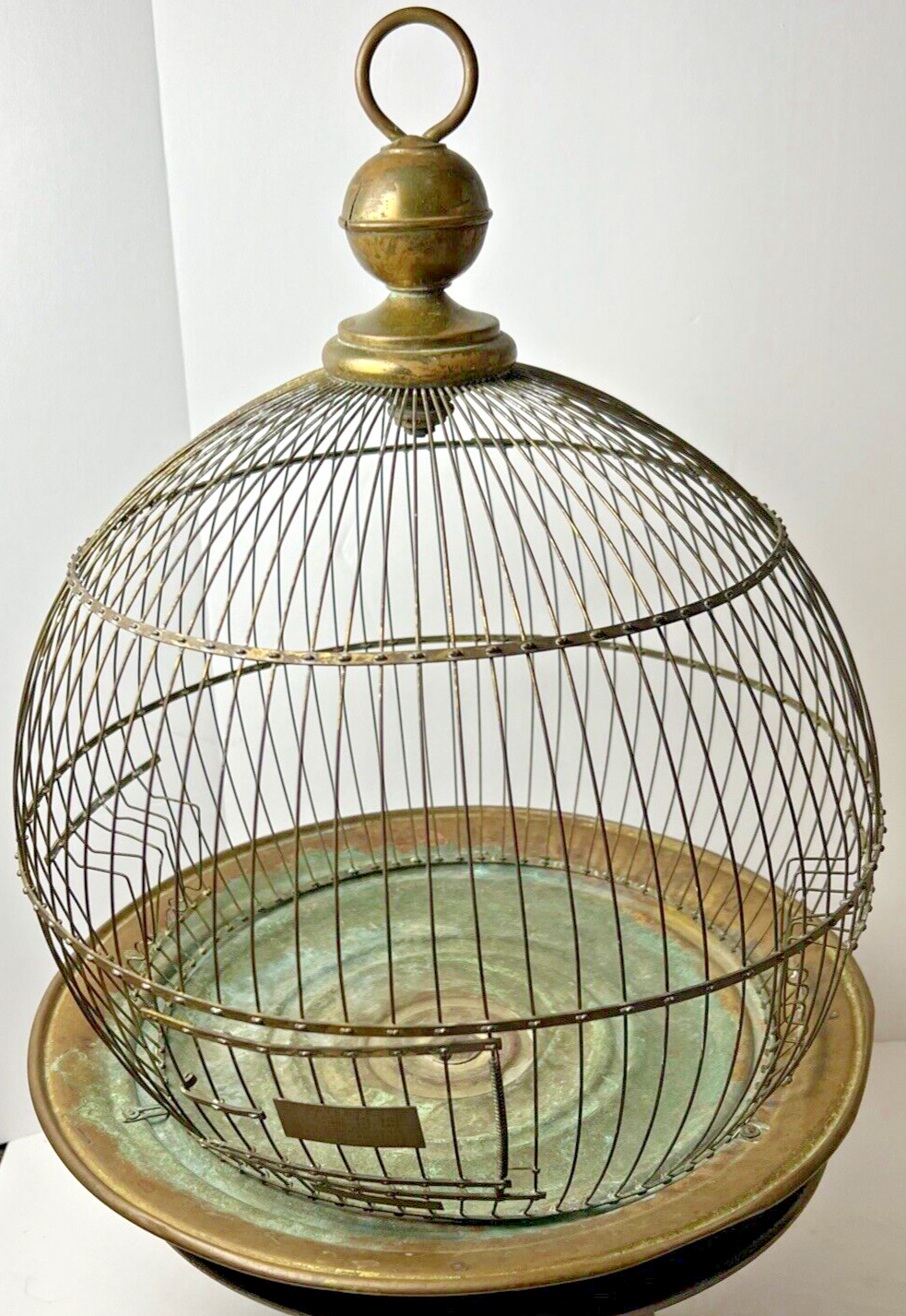 1920\'s Hendryx Bird Cage Round Tin Wire Brass Patina Swing USA 15\