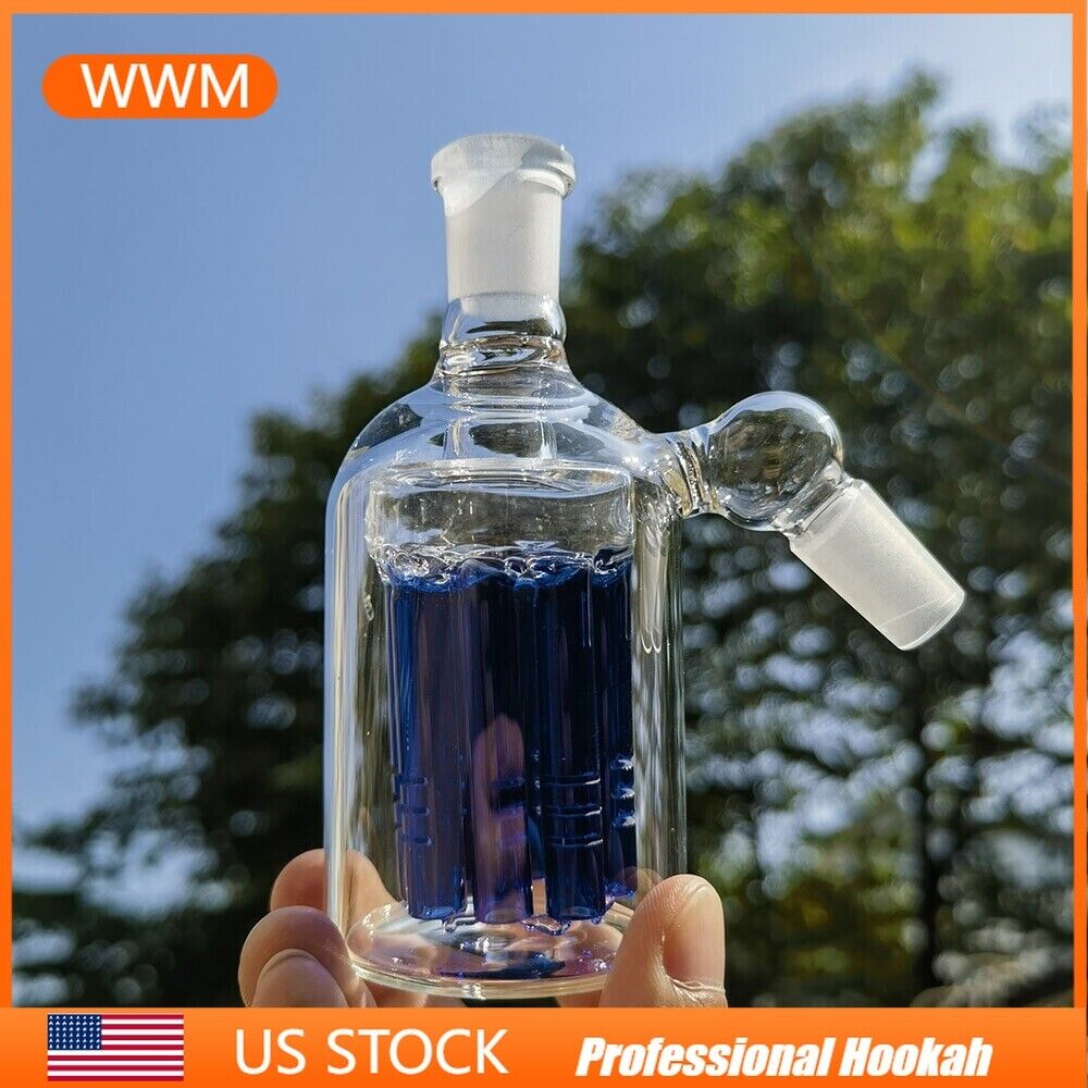 14mm 45° Glass Ash Catcher Shower Head 45 Degrees for Water Pipe Hookah Blue US