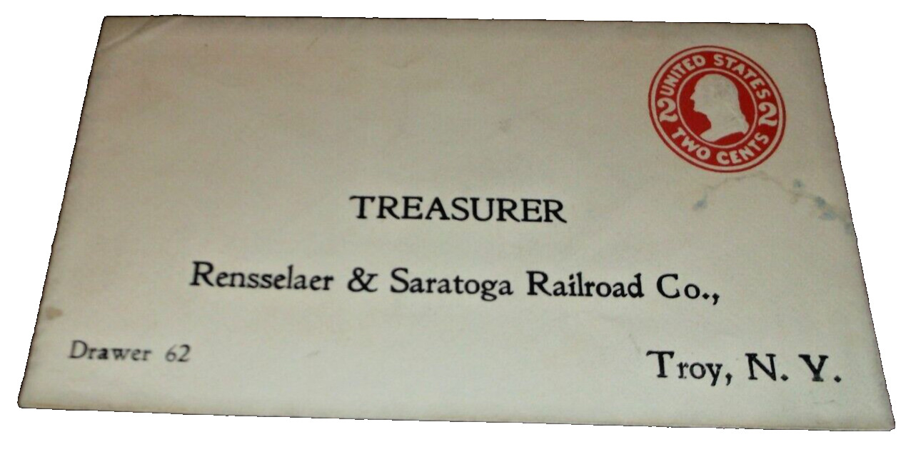 1870's RENSSELAER & SARATOGA RAILROAD TROY NEW YORK COMPANY ENVELOPE