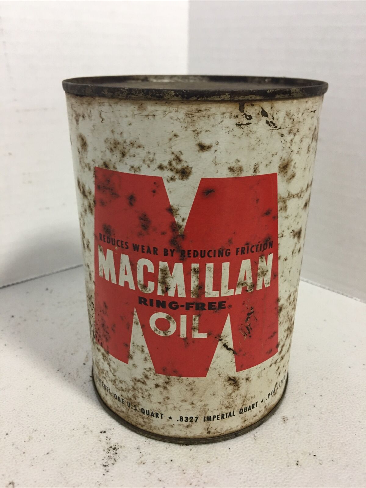 Vintage Macmillan Ring Free Motor Oil Can Full