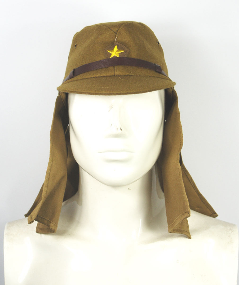 WWII JAPANESE ARMY SOLDIER FIELD WOOL CAP HAT WITH HAVELOCK NECK FLAP -32806