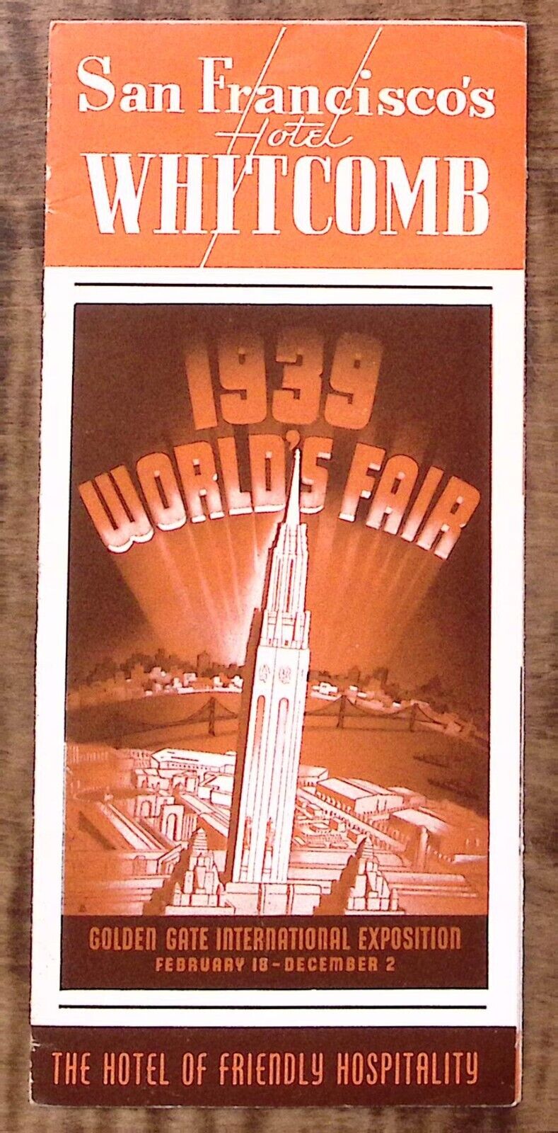 1939 SAN FRANCISCO CA HOTEL WHITCOMB 1939 WORLD\'S FAIR TRAVEL BROCHURE Z2916