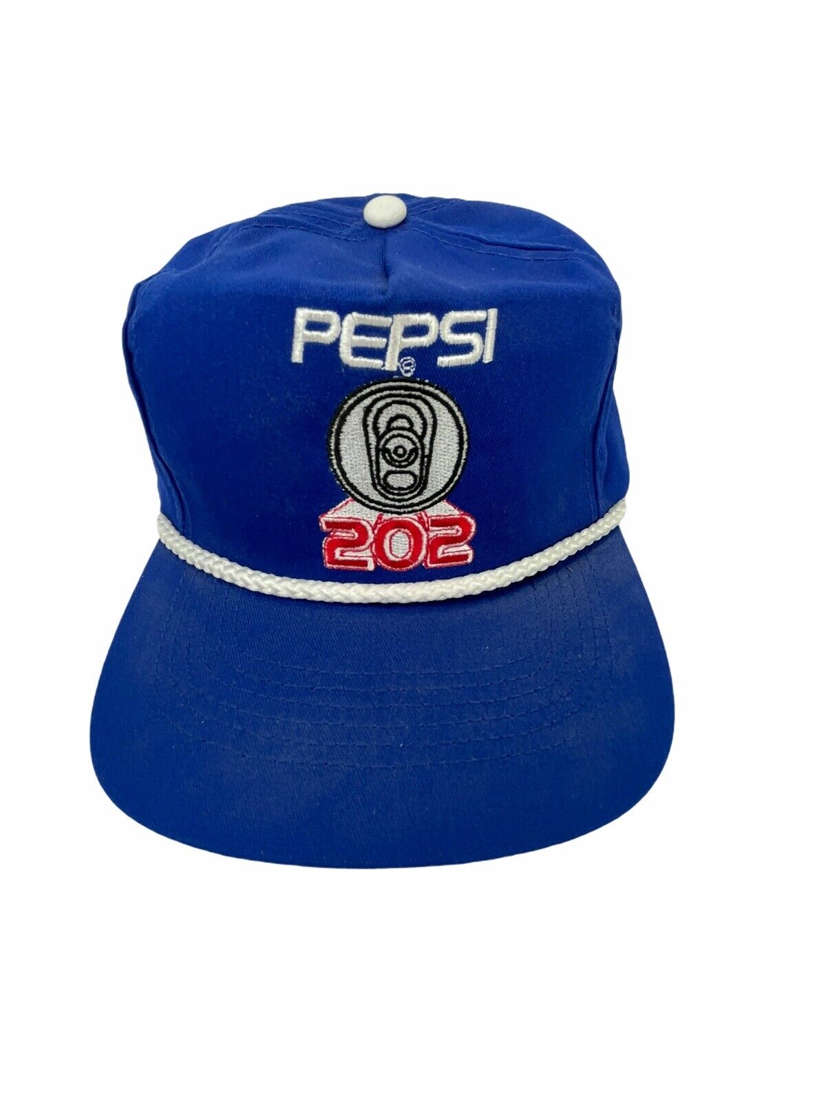 VINTAGE Pepsi 202 Leather Strap Cap Snapback Hat Snap Back Made USA NOS