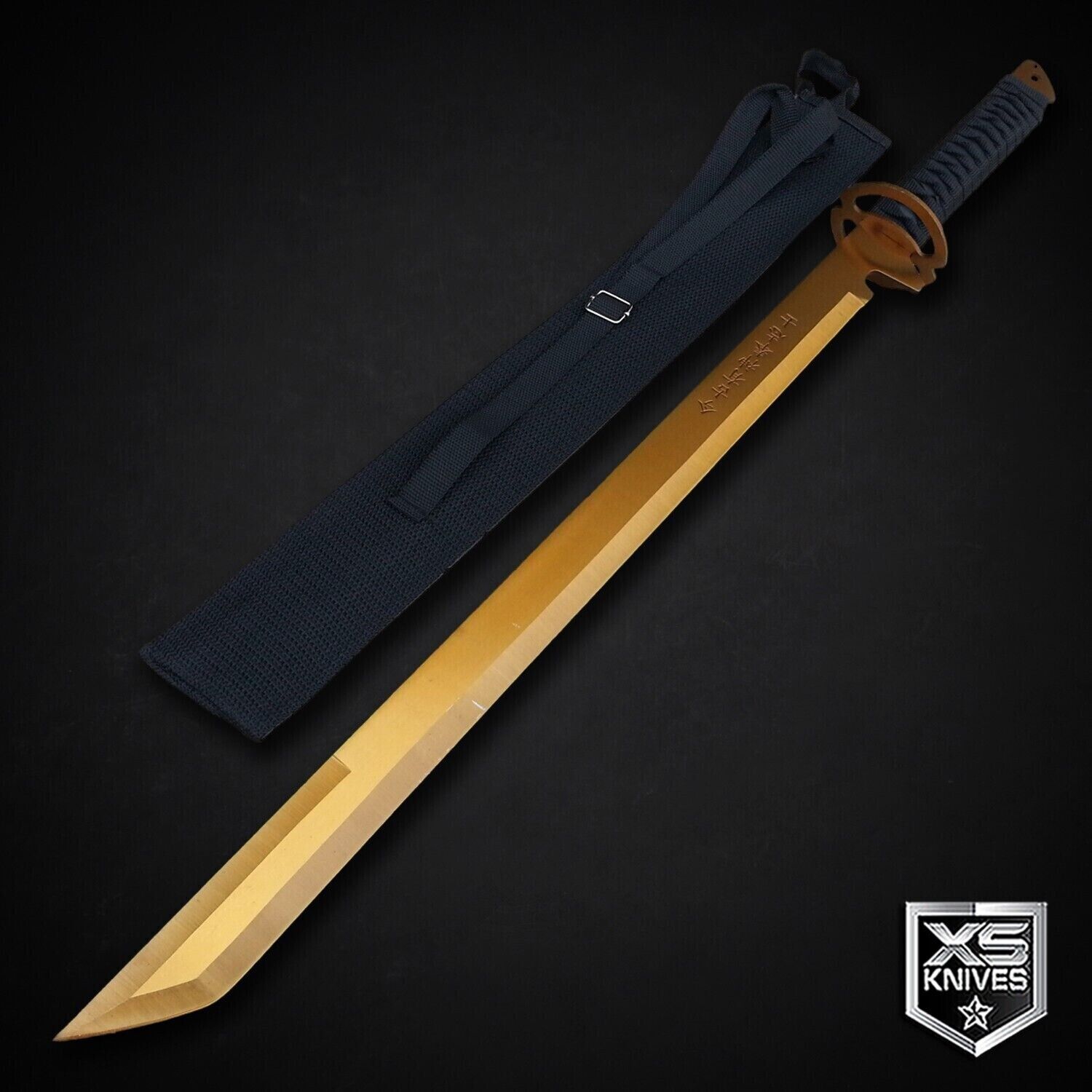Ninja Sword Full Tang Tanto Machete Titanium Gold Blade Japanese Katana EPIC 27\