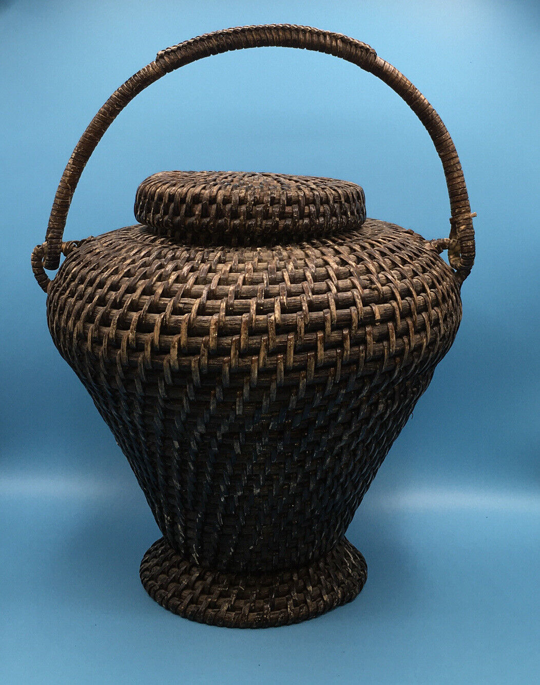Jar Shaped Storage Basket, Early to Mid-Century Outstandingly Beautiful 