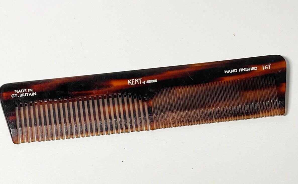 VINTAGE Kent Comb Hair Brown Plastic Made In England Hand Finished 16 T
