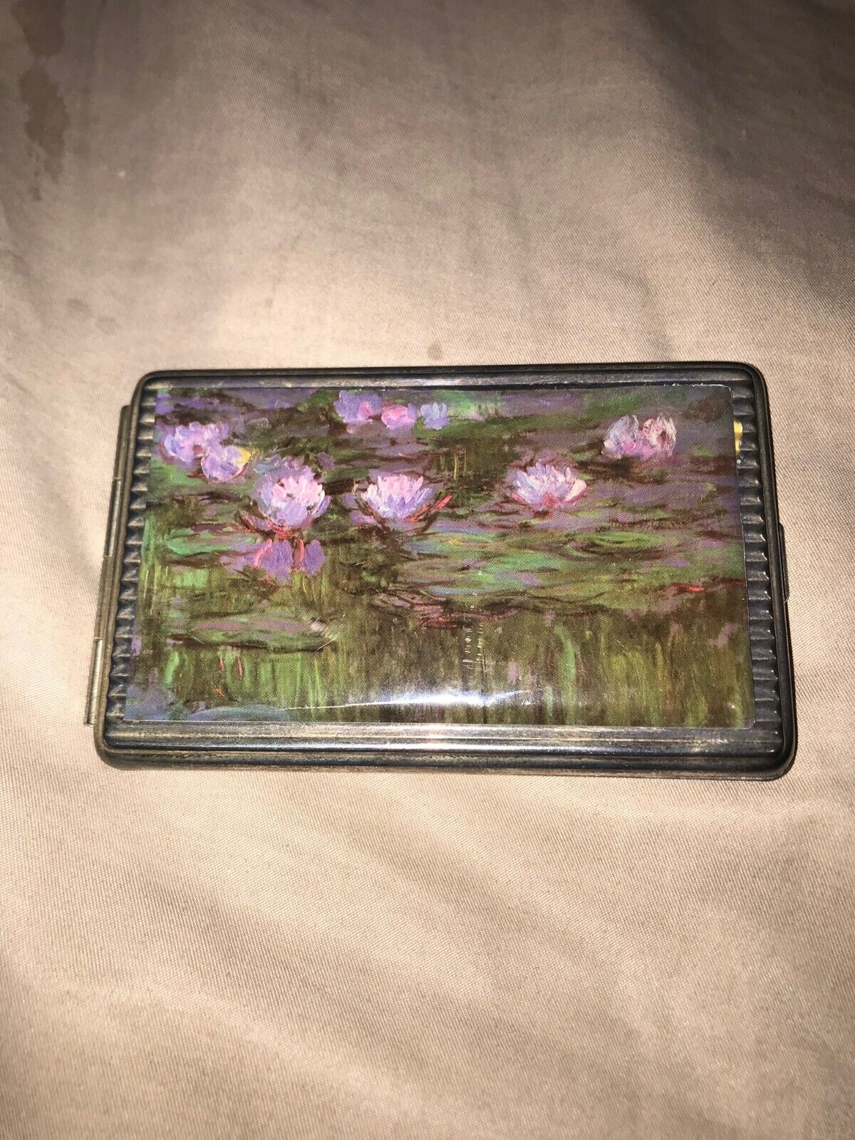 Retro Snap Shut Mirror Compact Telephone Address Book Combo Monet Water Lilies