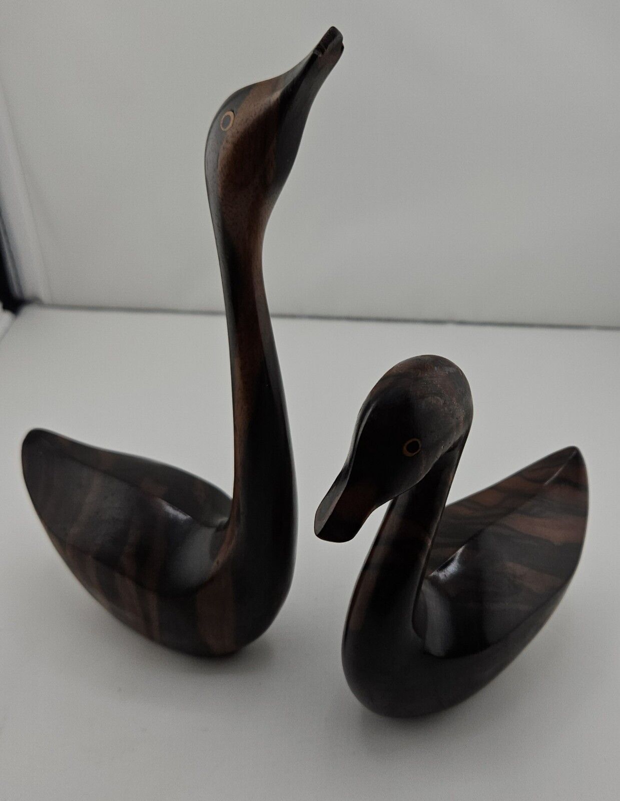 Wood Sculpture-Vintage Hand Carved Swans