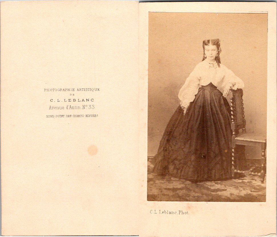 Leblanc, Paris, One Woman Pose Vintage CDV Albumen Business Card CDV, Print 