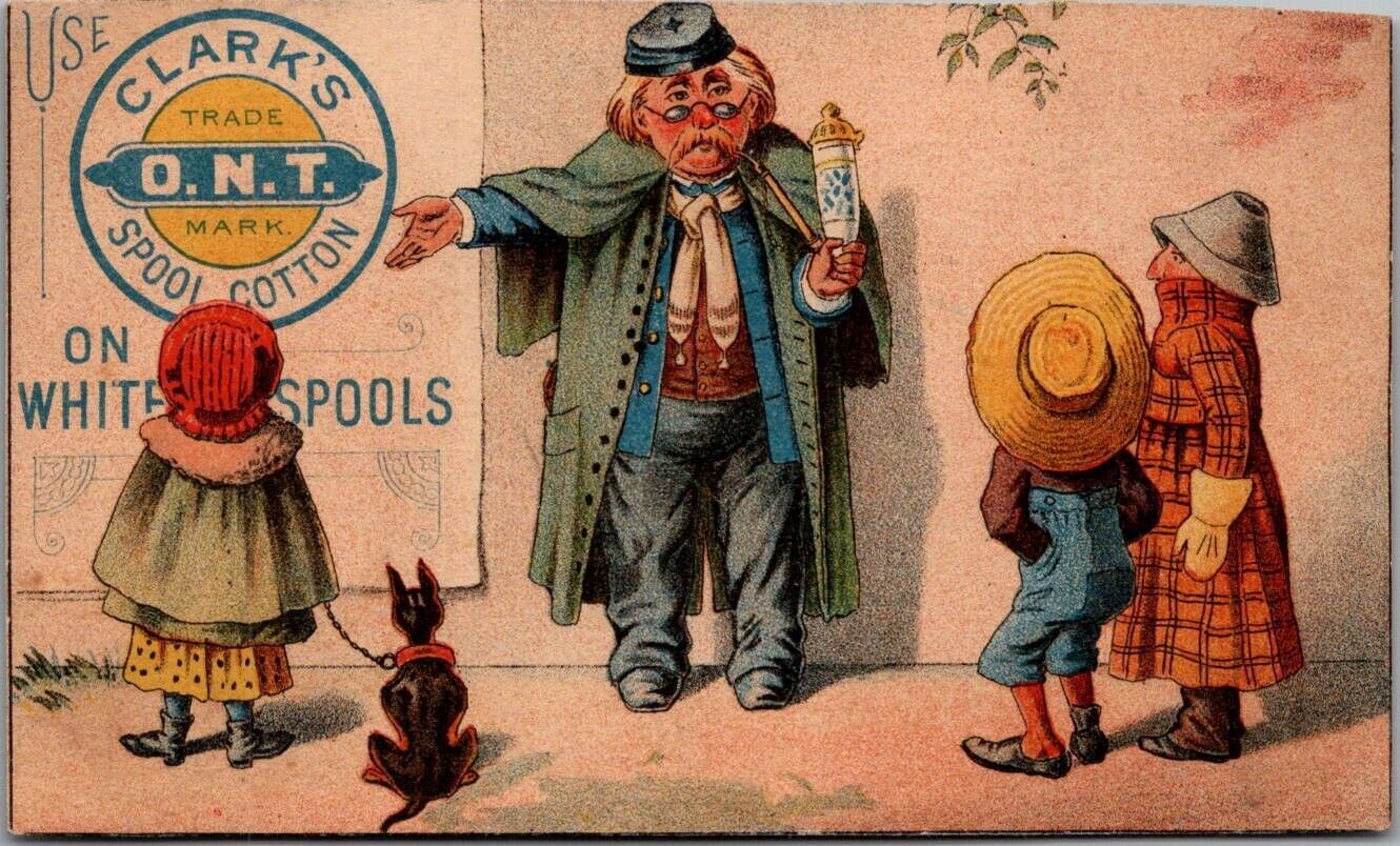 Clark\'s ONT Spool Cotton LUCKEY PLATT & CO POUGHKEEPSIE NY Victorian Trade Card