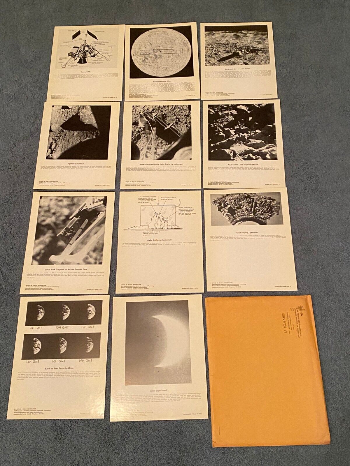 1968 NASA JPL Surveyor VII Lunar Program Complete Photo Set of 11 Just Opened