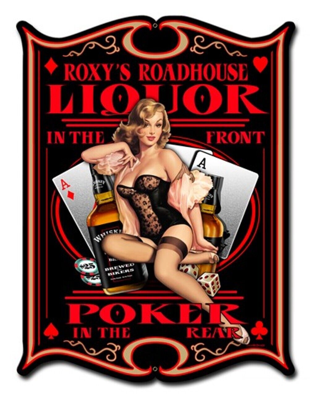 Roxy's Roadhouse Liquor Laser Cut Metal Sign