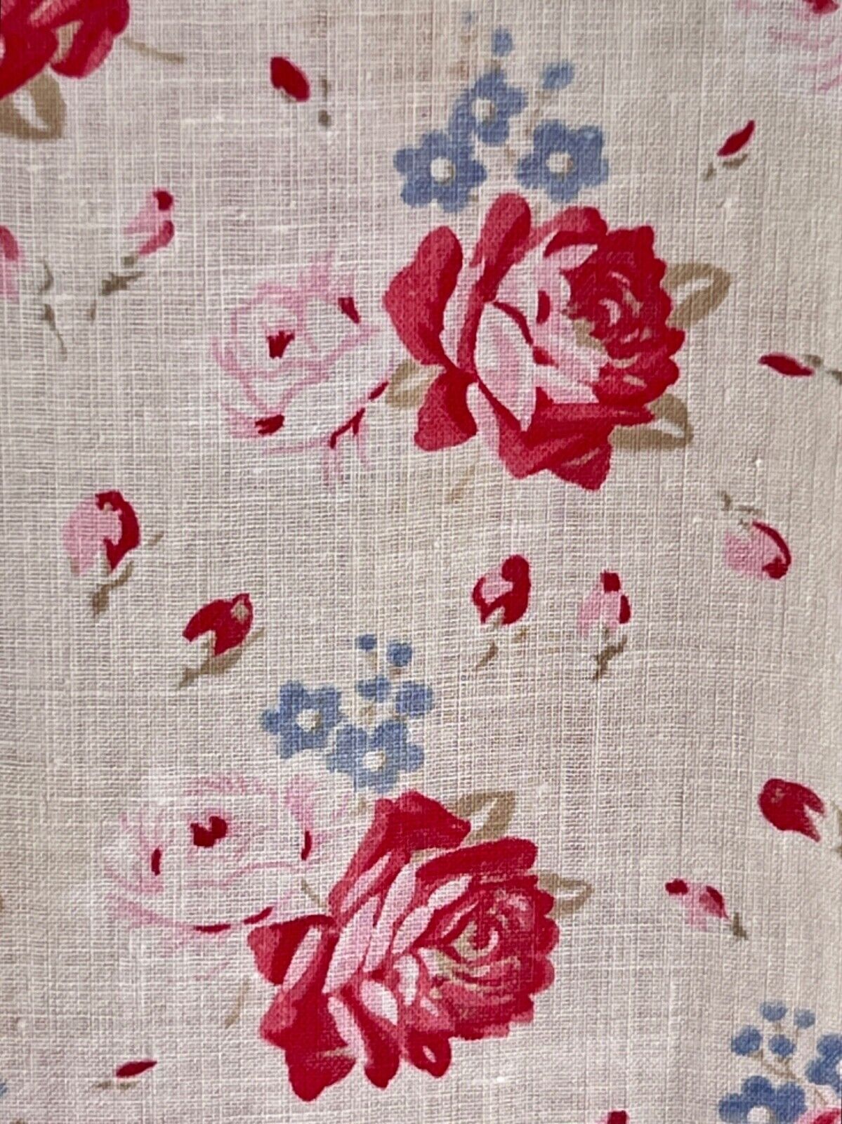 Antique Fabric French Floral Roses Cottage 1910 Shabby Chic Farmhouse Country