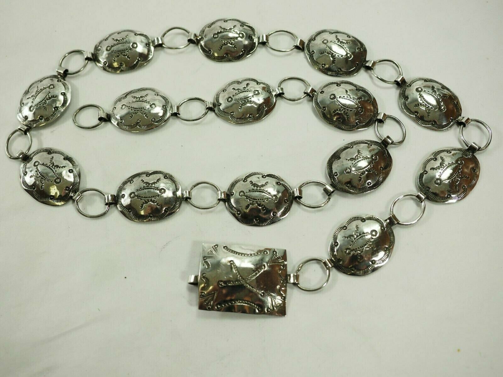 Early Navajo Ladies 15 section Sterling Silver Link Belt Hand made