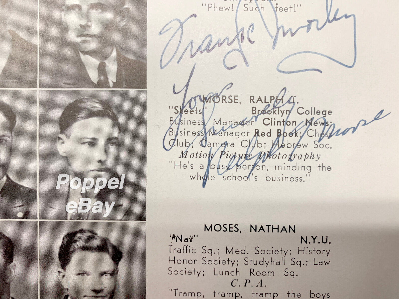 RALPH MORSE Senior High School Yearbook SIGNED PHOTOGRAPHER SPACE MERCURY WWII
