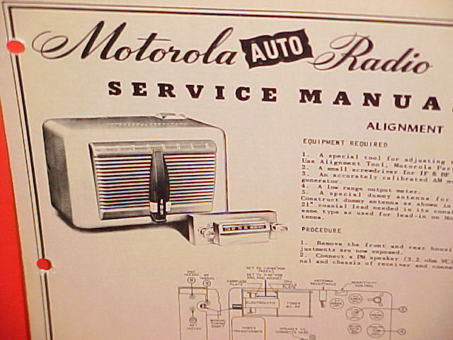 1949 MOTOROLA AUTO CAR AM RADIO FACTORY SERVICE SHOP REPAIR MANUAL MODEL 409