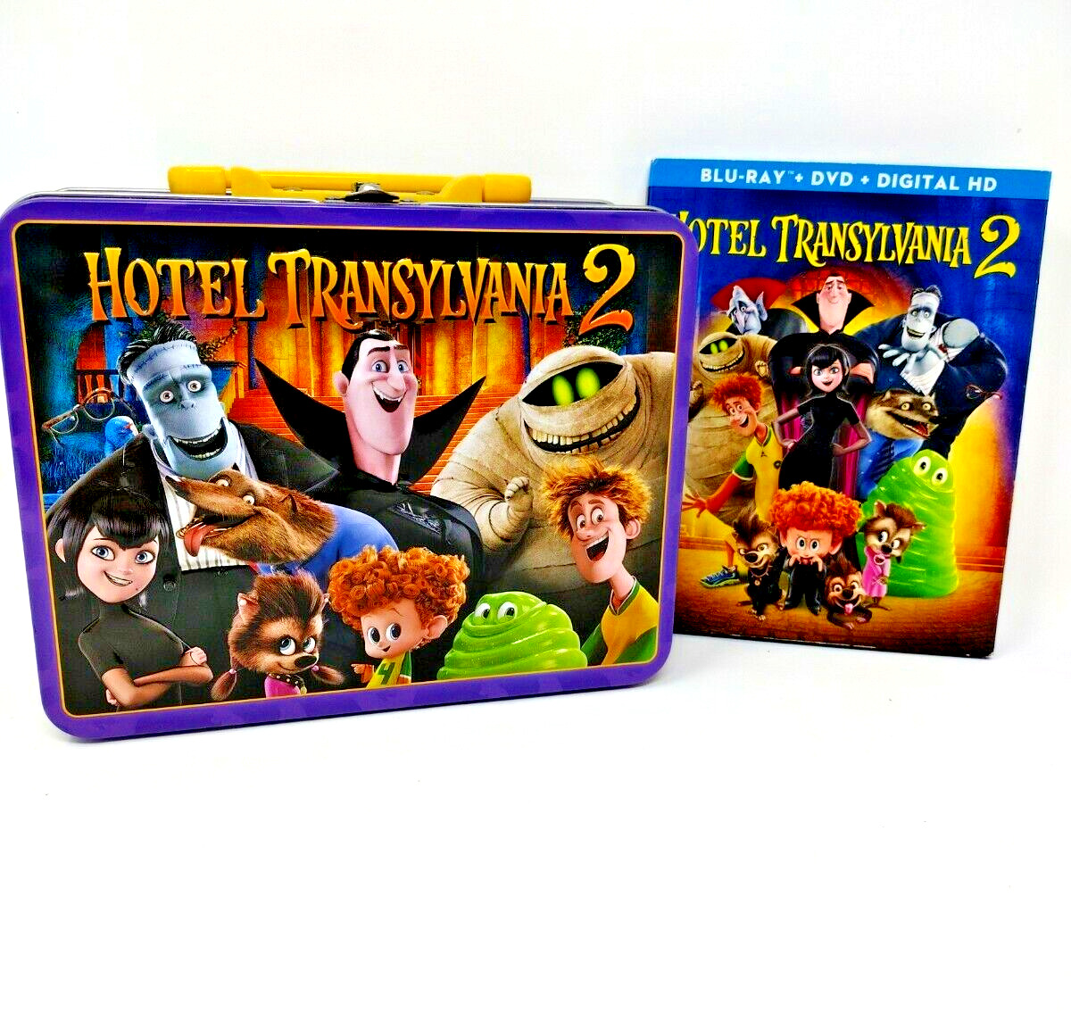 Sony Pictures Hotel Transylvania 2 Tin Lunch Box with Blu-Ray + DVD VG Cond.