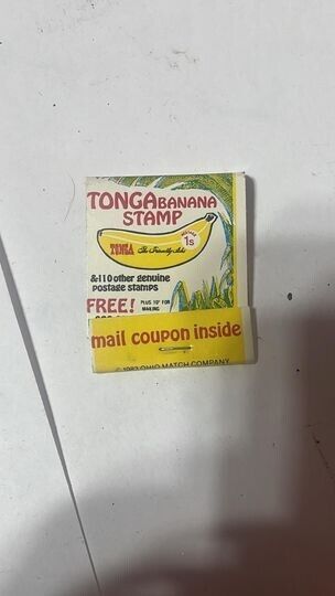 Vintage 1970s-1980s Stamp Collecting Tonga Banana Stamp Matchbook Cover 70s 80s