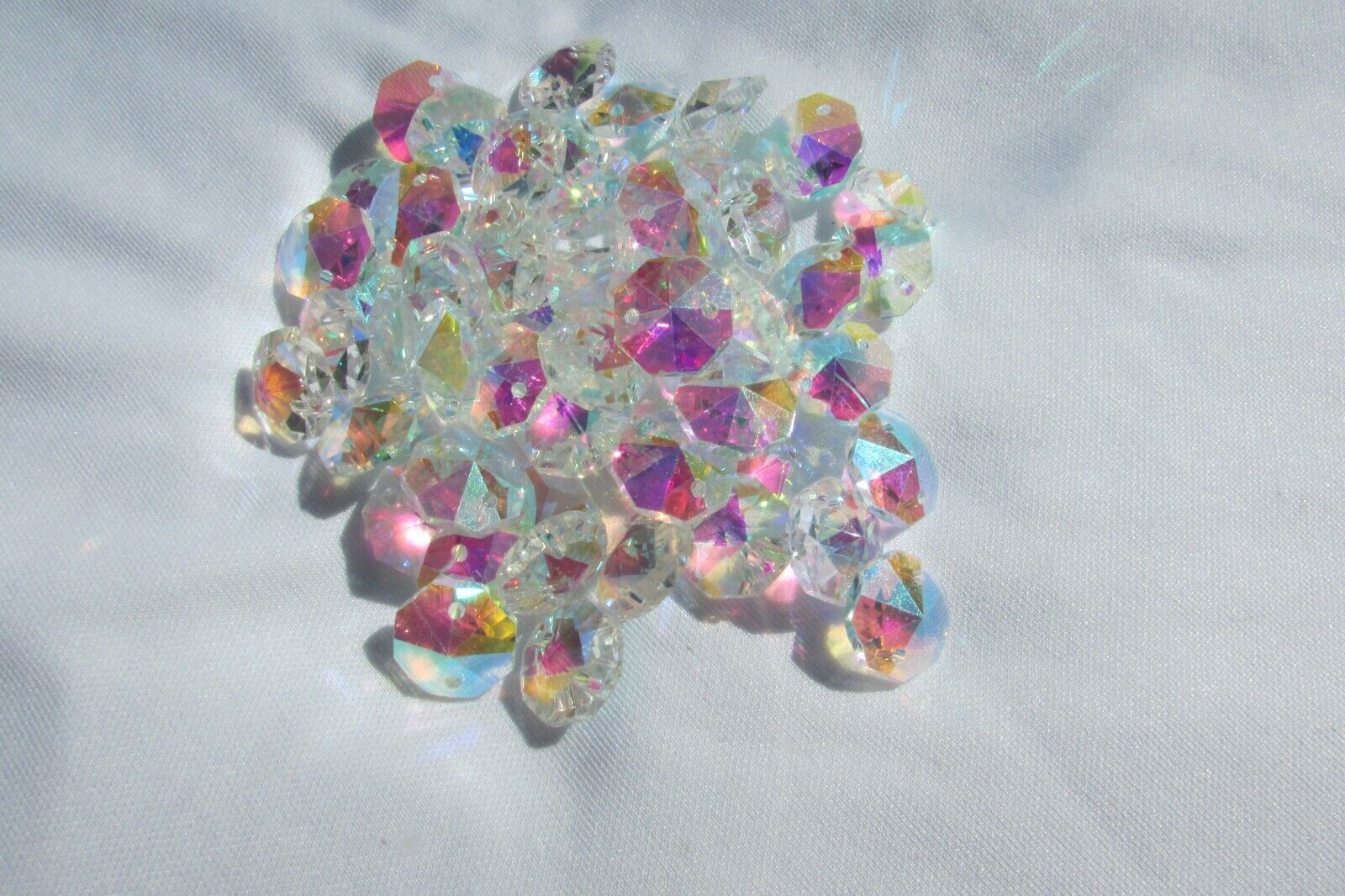  200- 14MM AB color AAA 2 HOLE OCTAGON CRYSTAL GLASS BEADS CHANDELIER