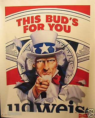 1986 Uncle Sam Budweiser Beer Store Sign Old Stock
