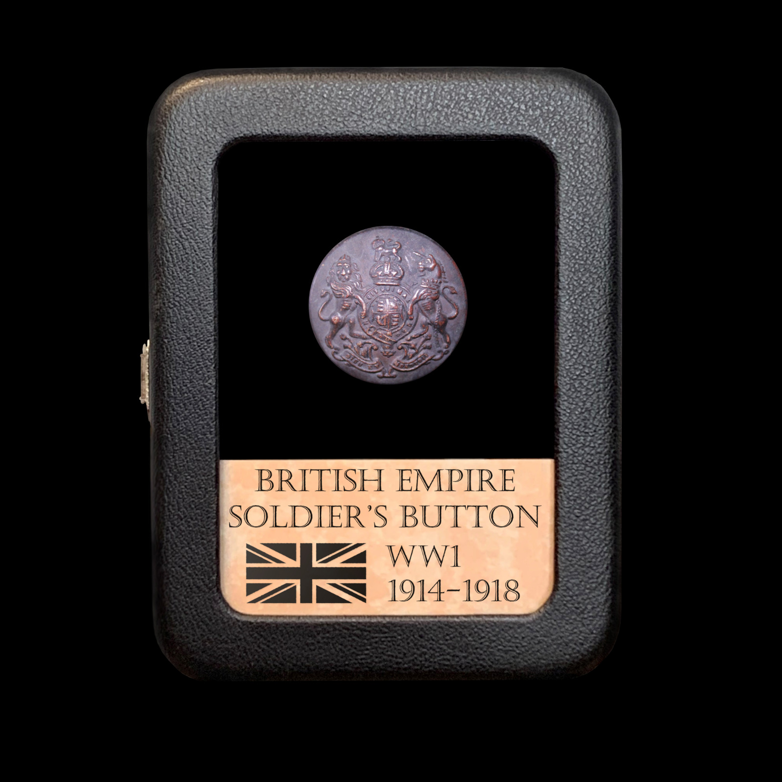1 Original WW1 Soldier's Button - British Empire - With Display Case