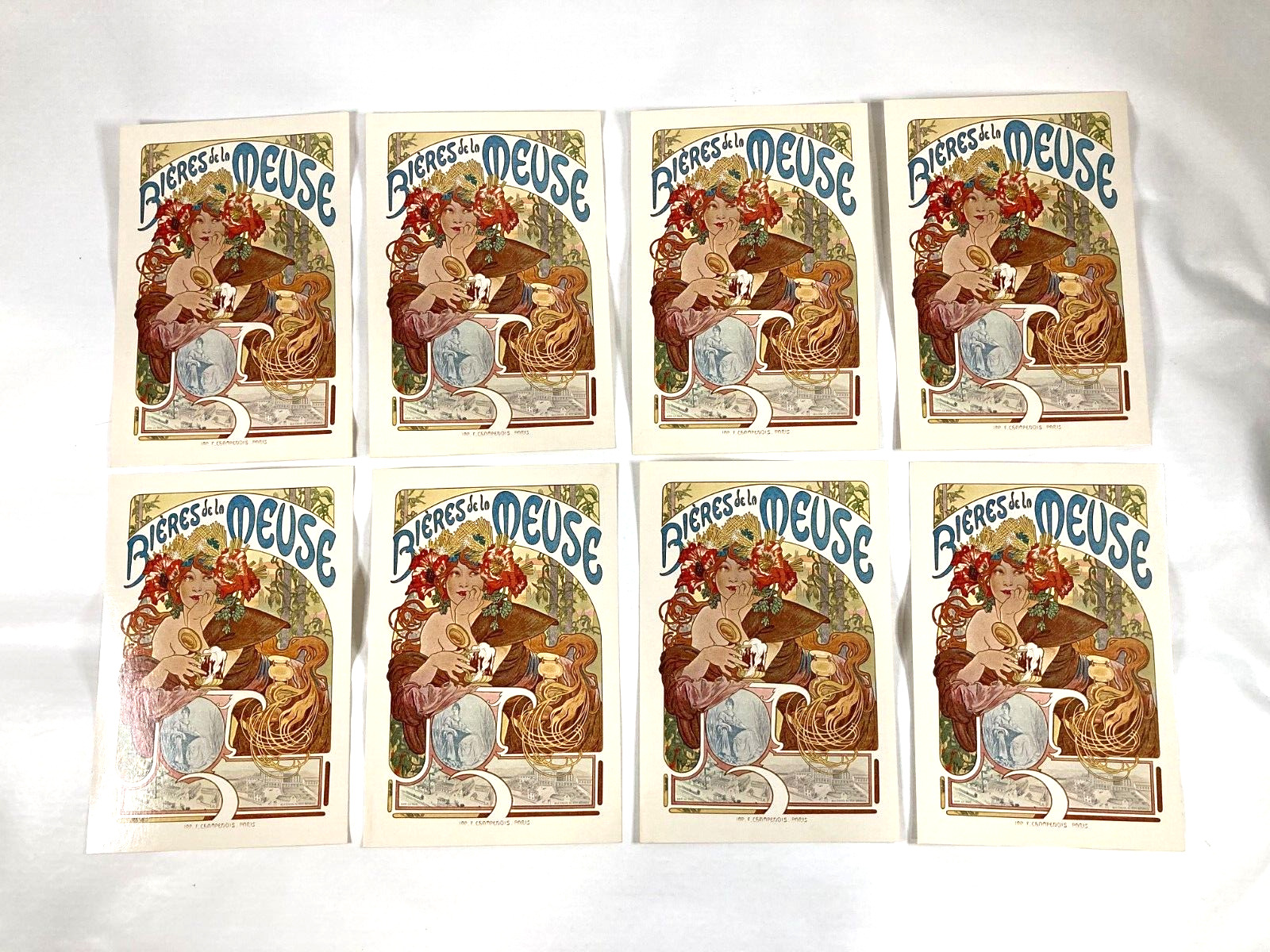 8 Large Vintage 1960\'s Alphonse Mucha Postcards - Art Nouveau - USA