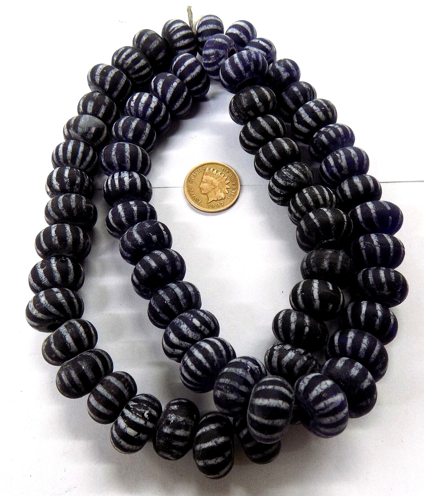 STRAND Old  Dutch 1700's COBALT Speo Style African Trade Beads  READ   808 W10