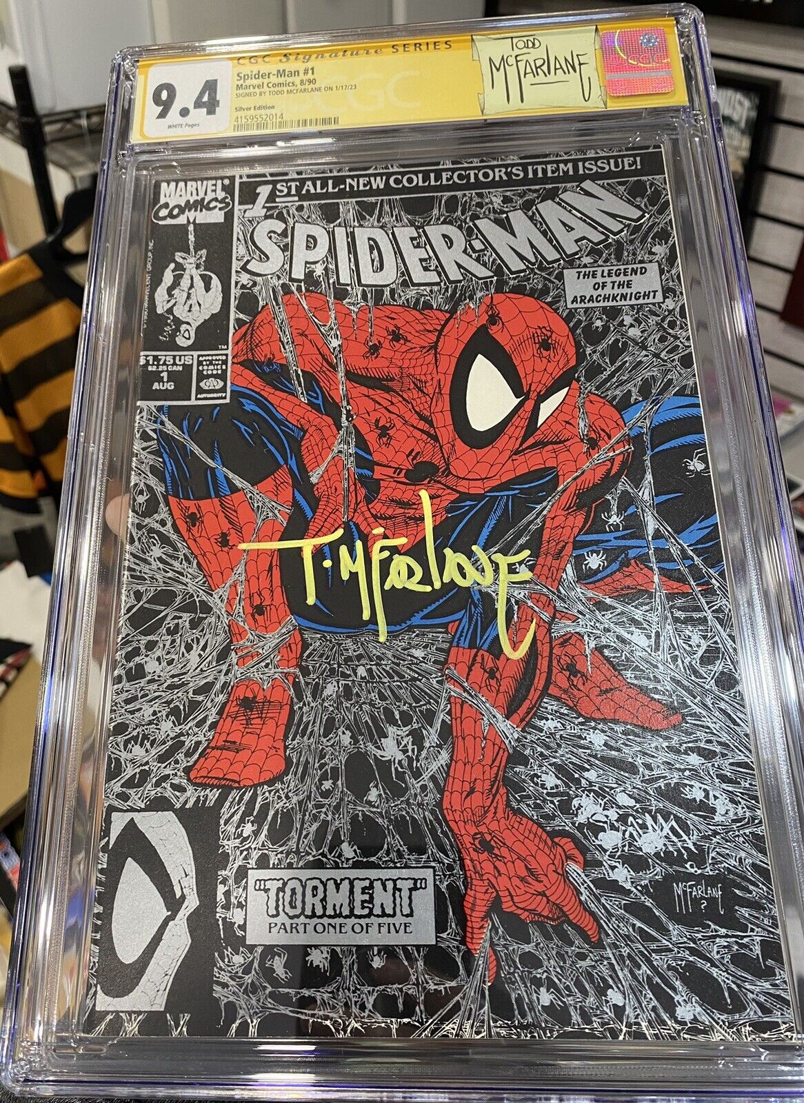 Spider-Man #1 Silver Edition CGC 9.4 SS Todd McFarlane Gorgeous ICONIC COVER NM+