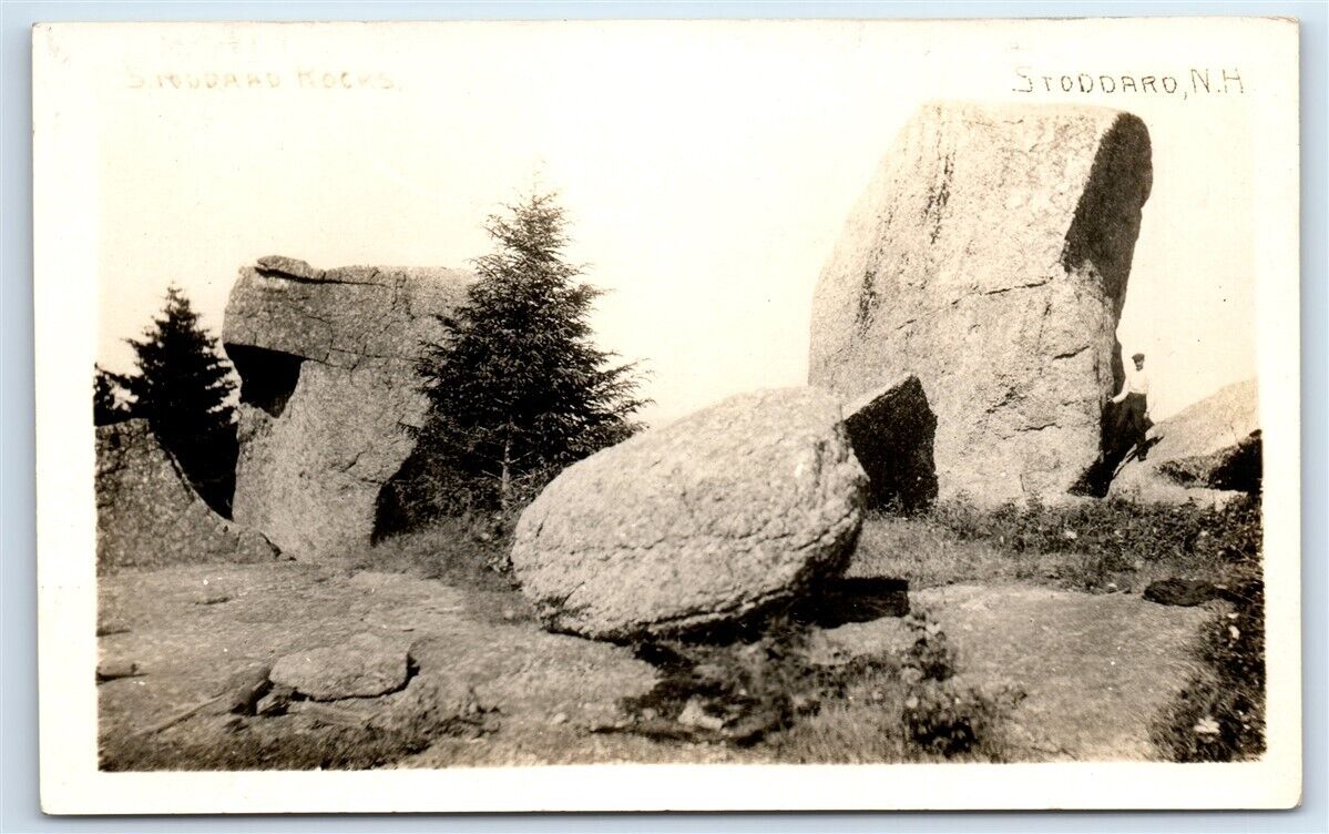 Postcard Stoddard Rocks, Stoddard NH RPPC I180