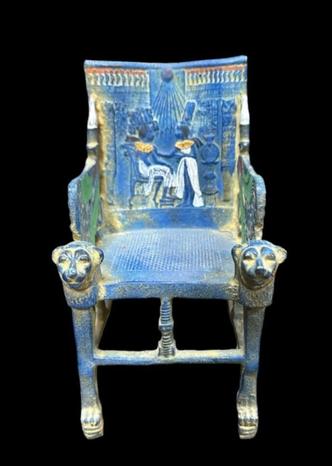 Ancient Egyptian Antique A Blue chair for the famous King Tutankhamun BC