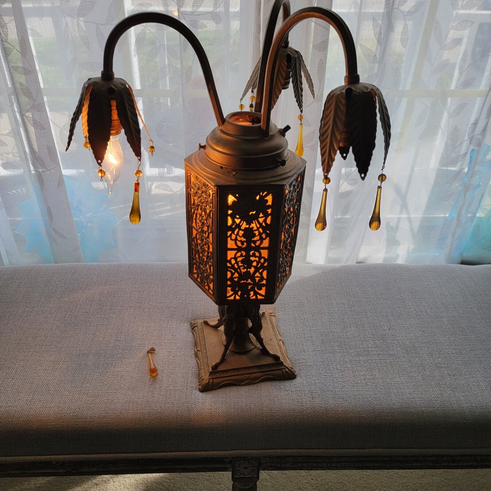 Vintage Antique M. L. Miller Art Nouveau Table  Lamp WORKS
