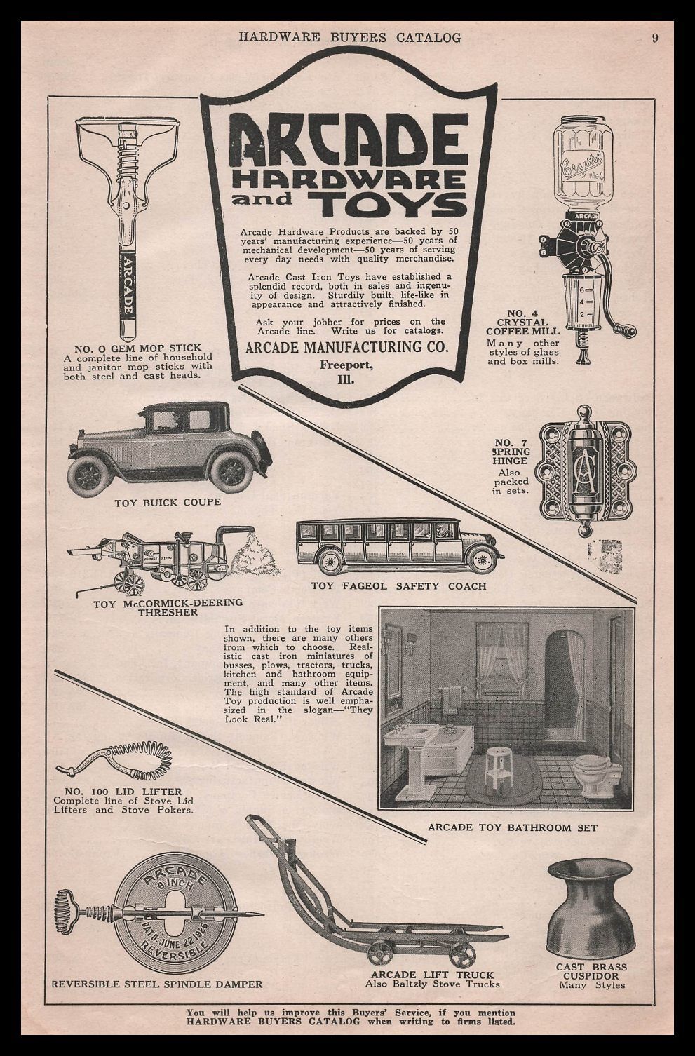 1928 Arcade Toys Freeport Illinois McCormick Deering Thresher Vintage Print Ad