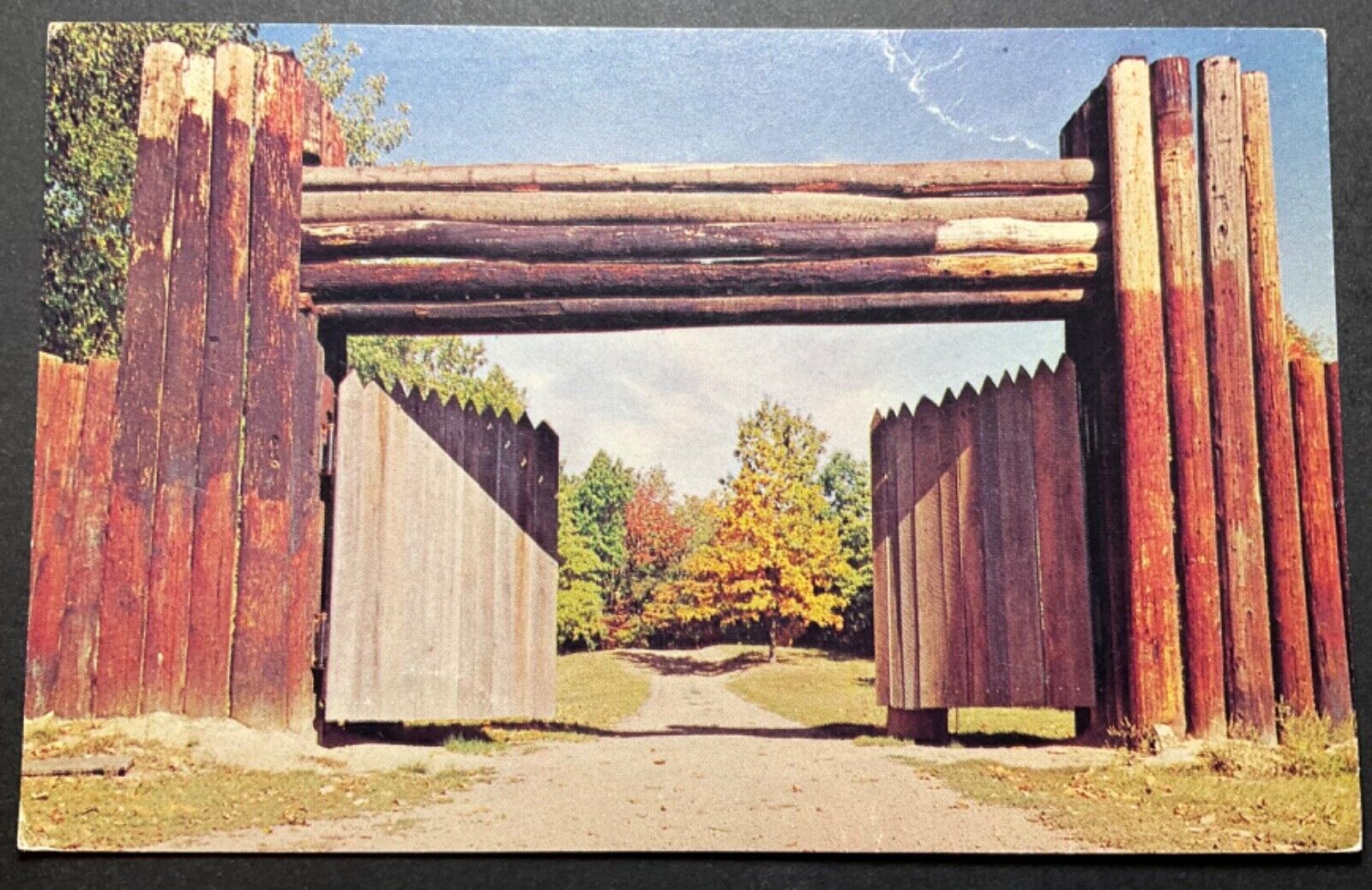 Zoarville OH Postcard Camp Tuscazoar Main Gate  Stockade Entrance