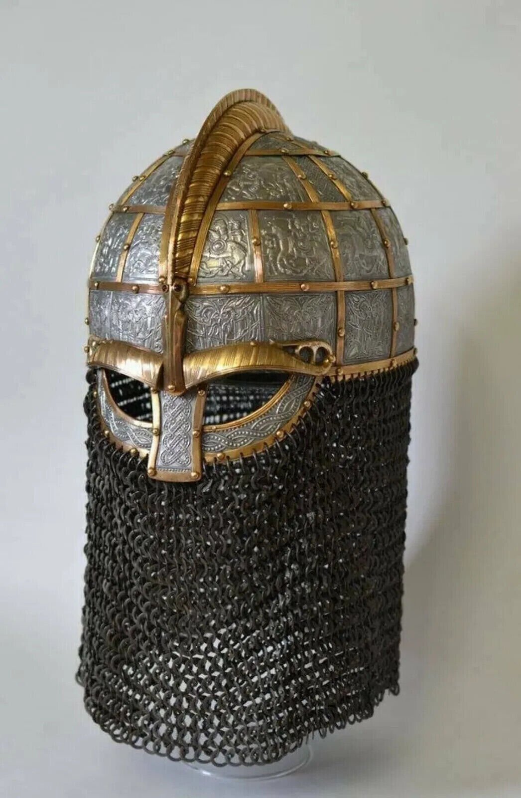 9th Century Medieval Valsgärde 8 helmet, Vendel Helmet, Decorative Chainmail RA