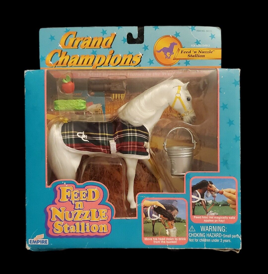 Vintage 1996 Grand Champions Horse Feed N Nuzzle Stallion White Thoroughbred 