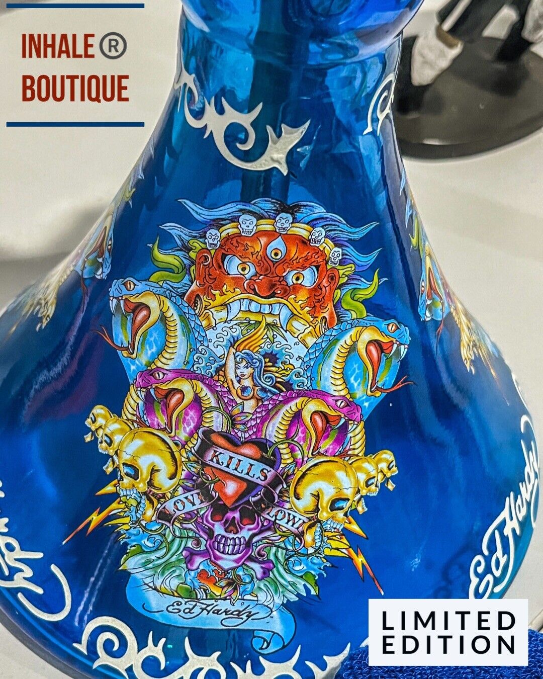 Collectible 35” Hookah “Ed Hardy” /complete set /Tattoo Design /Limited Edition