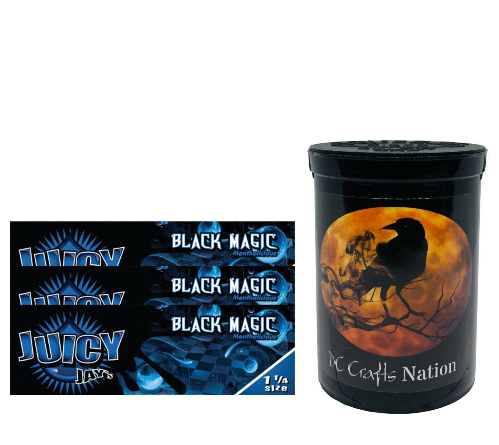 Juicy Jay\'s Black Magic Papers 1.25 3 Packs & Child Resistant Fresh Kettle