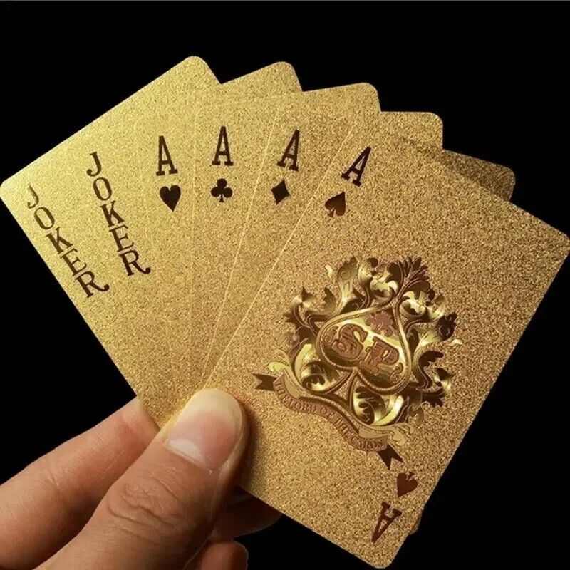 Luxury 24K Gold Foil Poker Playing Cards Waterproof Plastic Party kTV Set Gift 