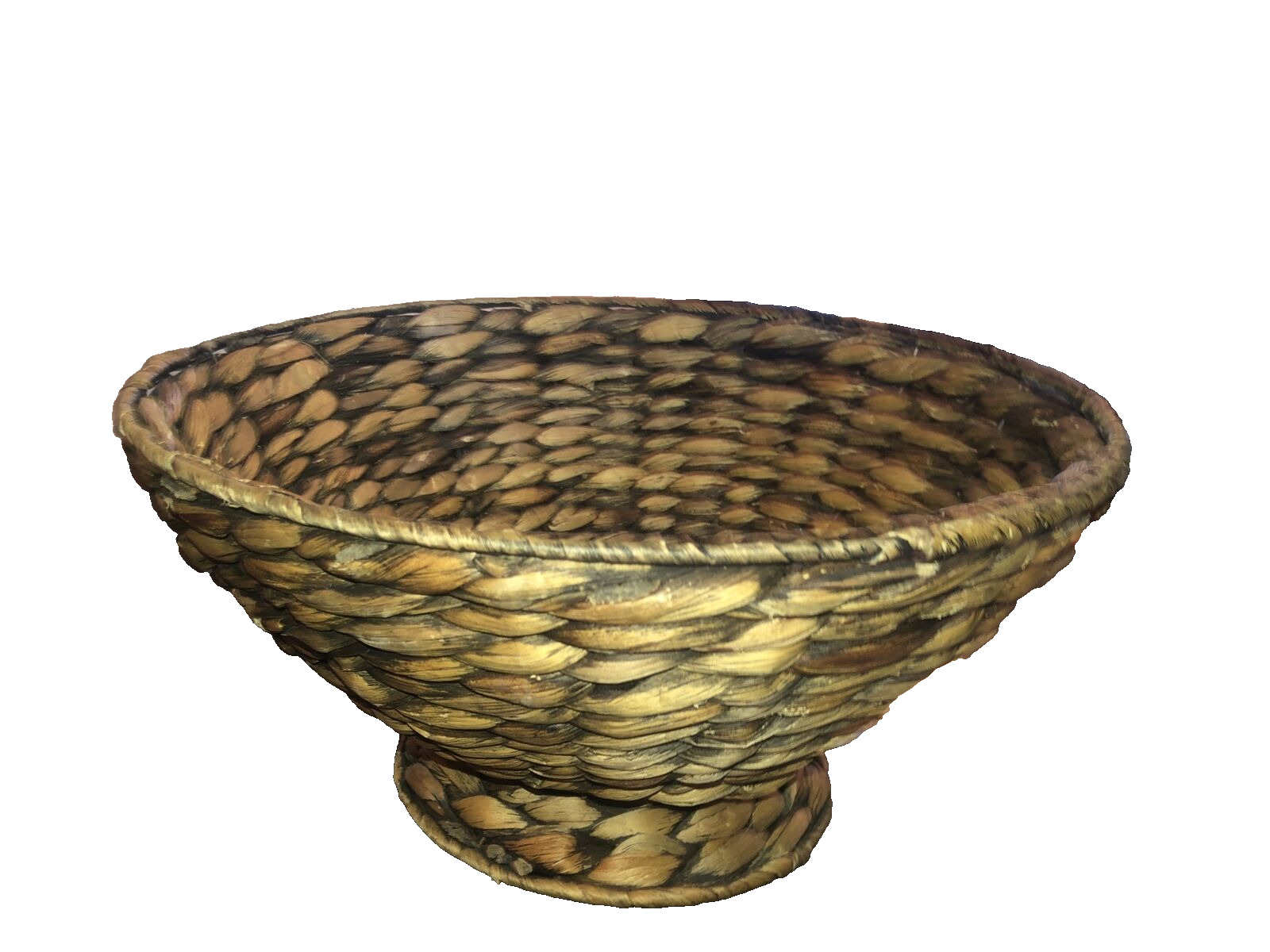 Wicker Woven Pedestal Fruit Bowl Display Large 14 1/2”