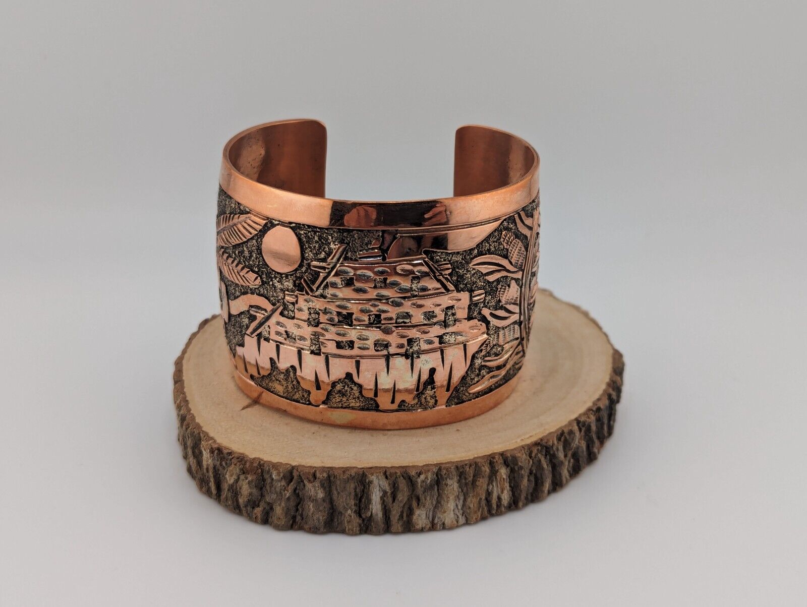 Native American Cuff Bracelet Navajo Sterling Silver Copper Overlay Jewelry Sz 7
