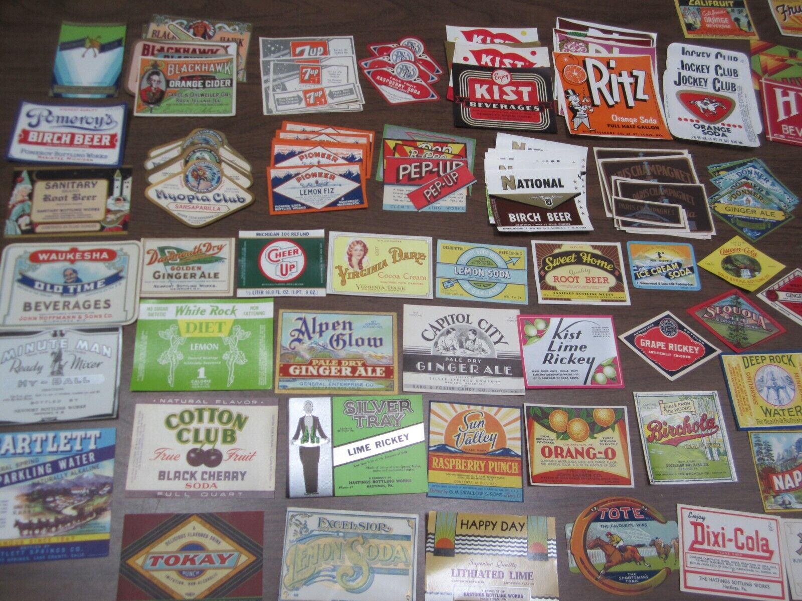 HUGE Collection of 325 Old Vintage 1920\'s - 1960\'s Soda LABELS - ALL DIFFERENT
