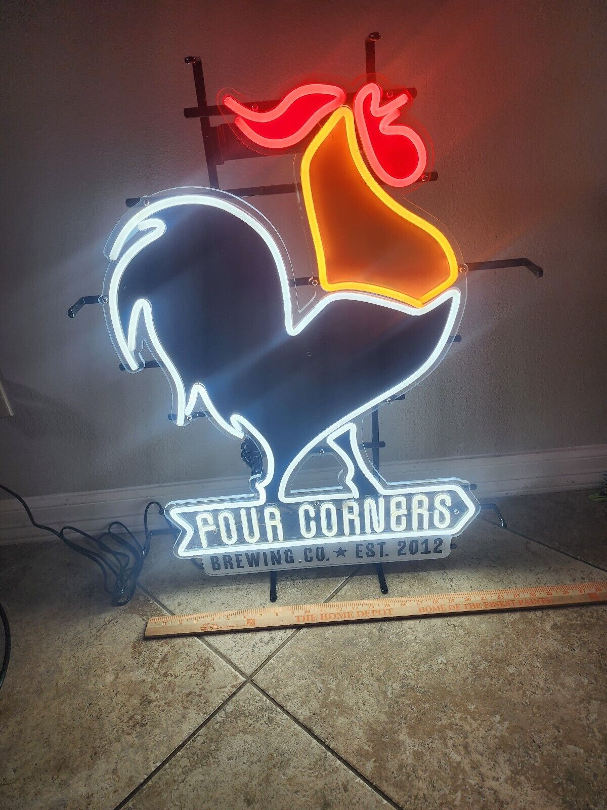 Four Corners Brewing Company FCBC Dallas Texas Rooster Led Sign Microbrew Beer