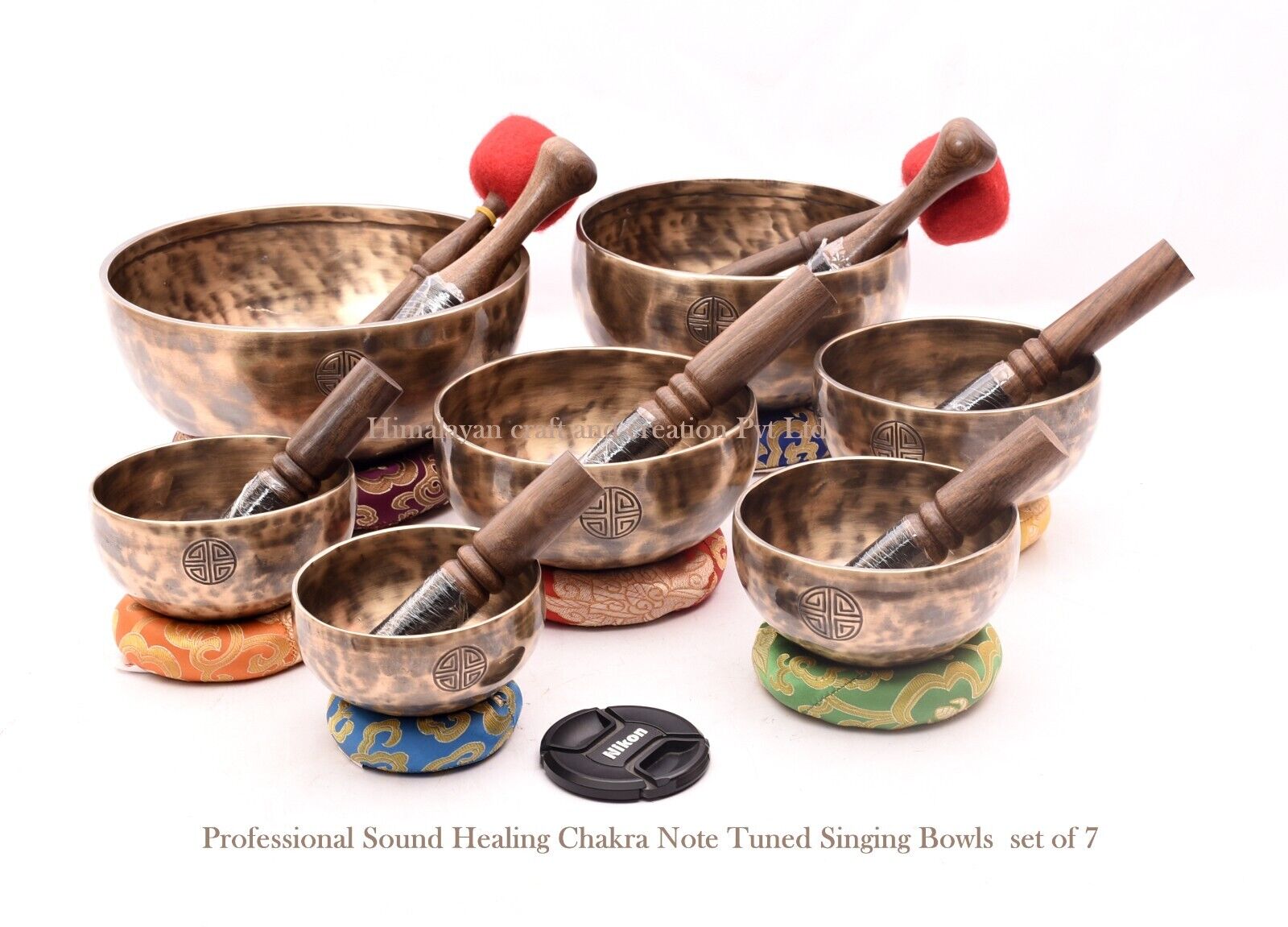 7 inch to 13 inch full moon singing bowl set of 7 -Seven chakra Nepalese bowl