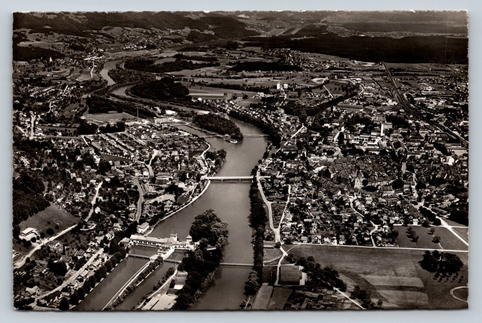 Aerial View Of Aarau Switzerland VINTAGE RPPC Photo Postcard Flug-Foto Schait
