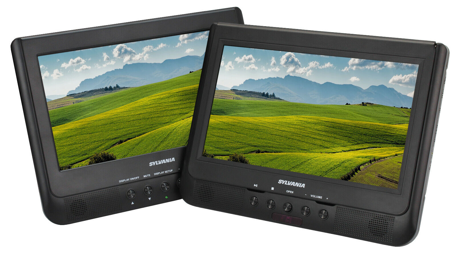 Sylvania 10-Inch Dual Portable DVD Player, Car Adapter USB / SD Card slot  